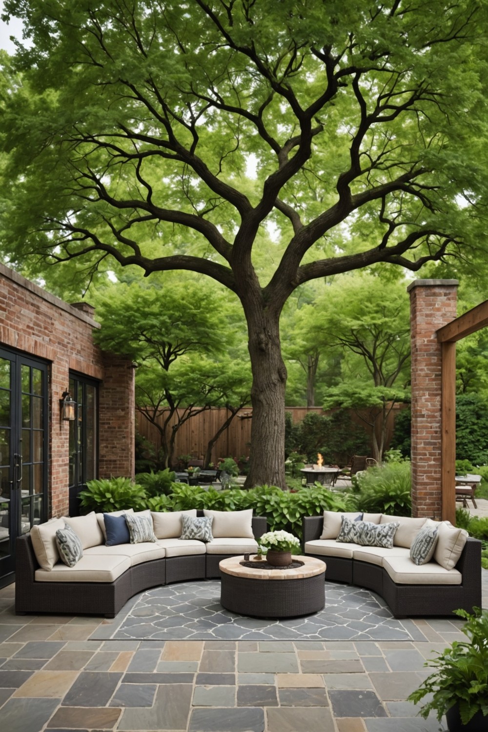 Build a Natural Stone or Brick Patio Around the Tree