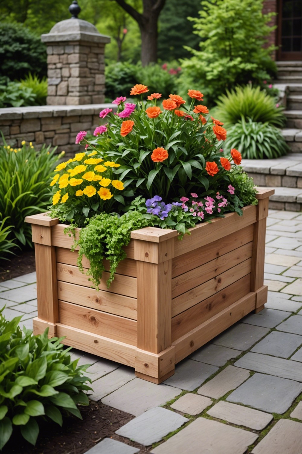 Cedar Wood Planter Box with Natural Finish