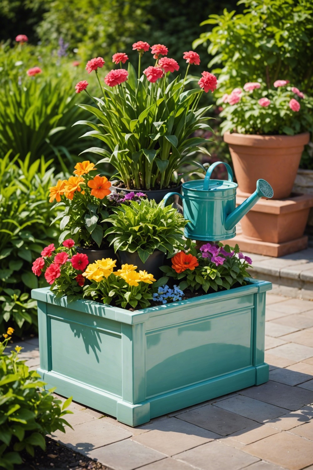 Ceramic Tile Planter Box with Built-In Drainage