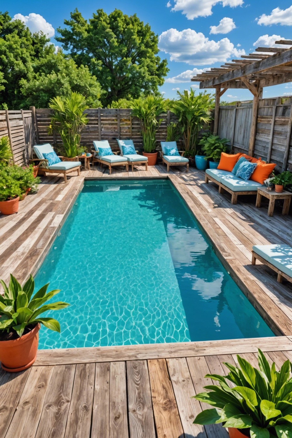 Coastal Pallet Pool Decks with Driftwood Accents