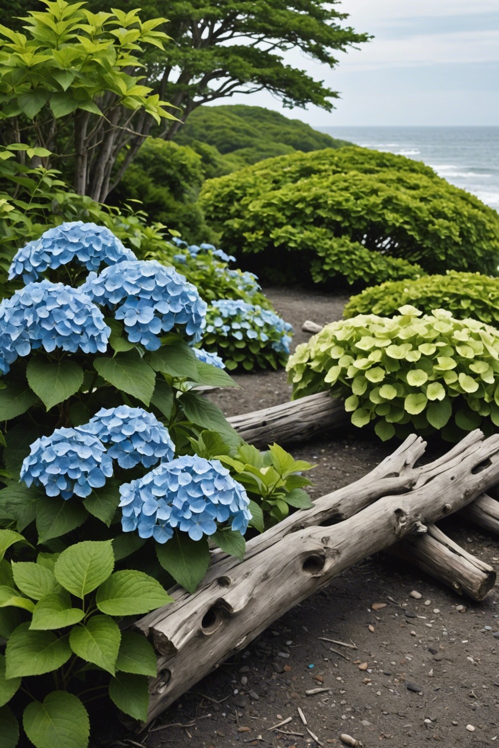 Delicate Driftwood and Hydrangea Combination