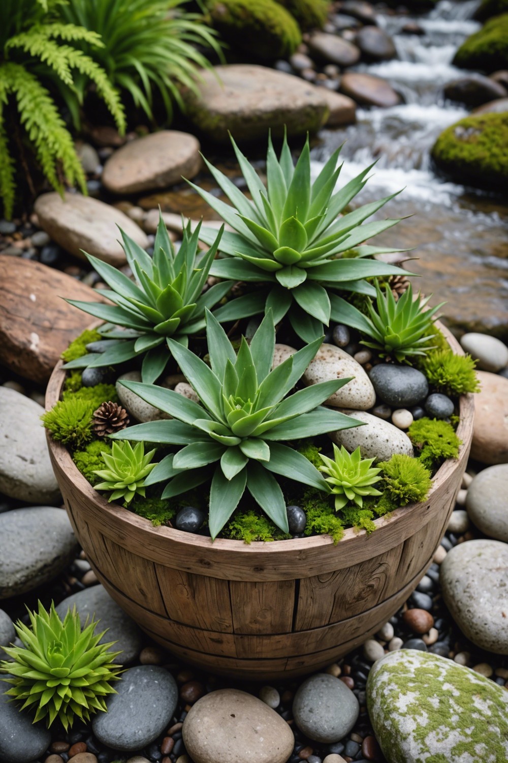Earthy Woodland Container with Aloe