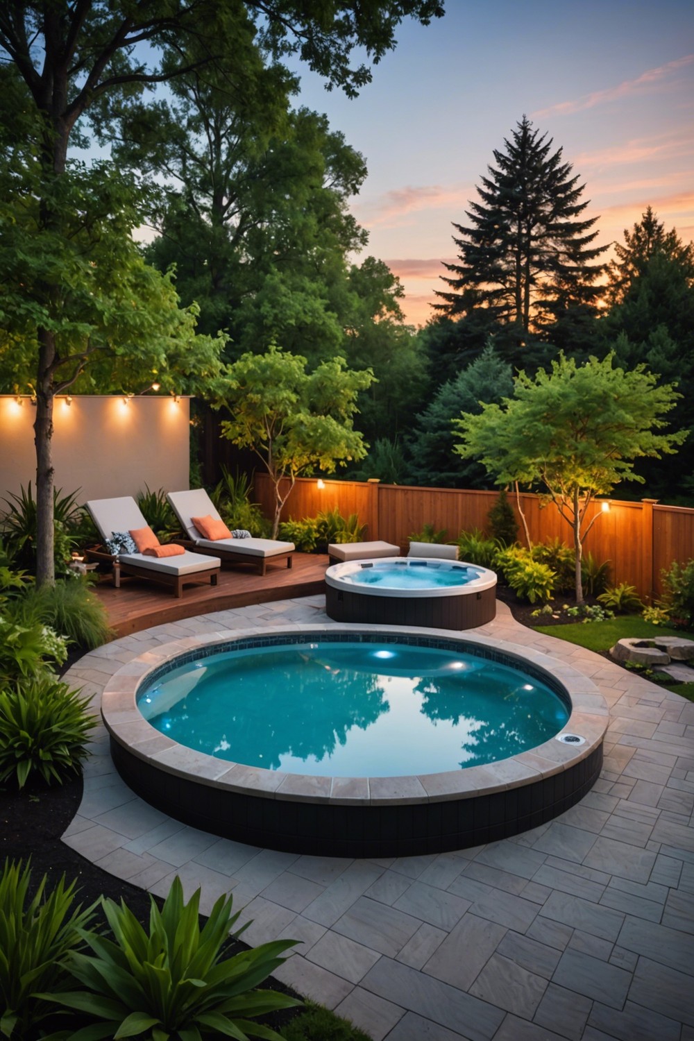 Elevated Hot Tub and Semi Inground Pool Combo