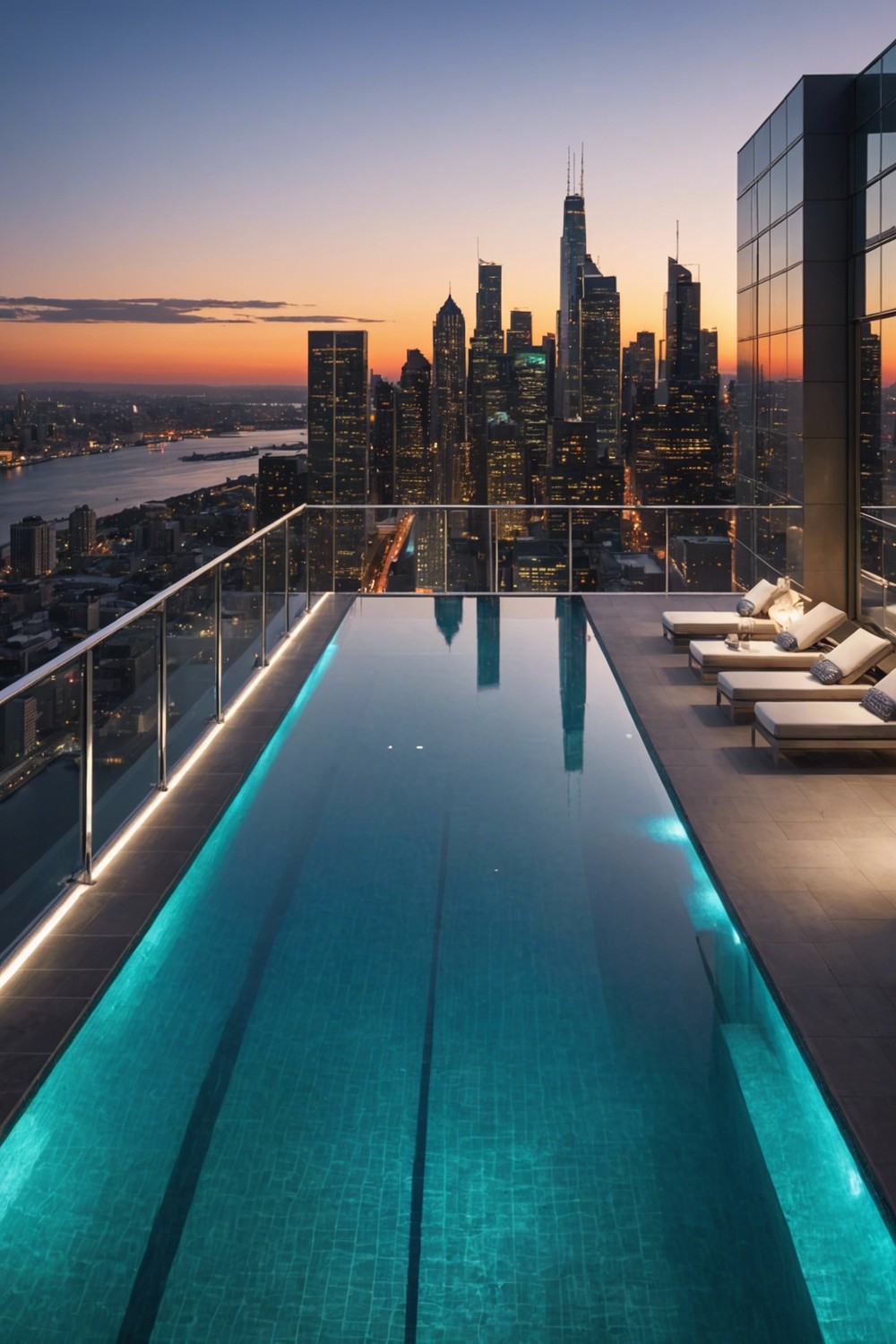 Elevated Lap Pool with City Views