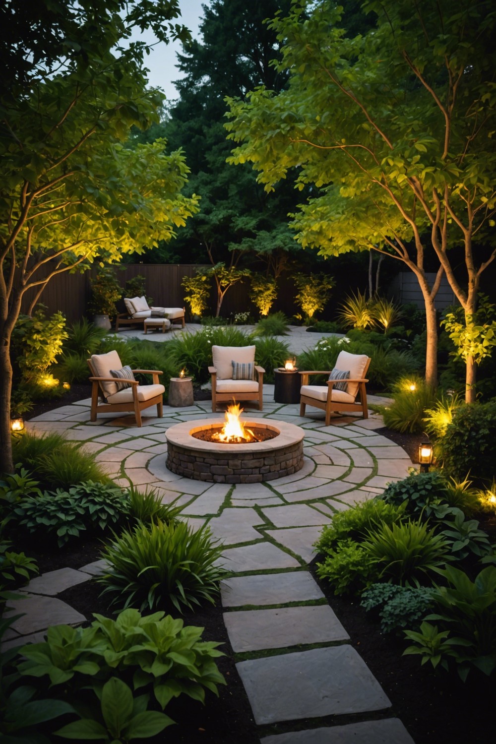 Garden Oasis with Small Fire Pit