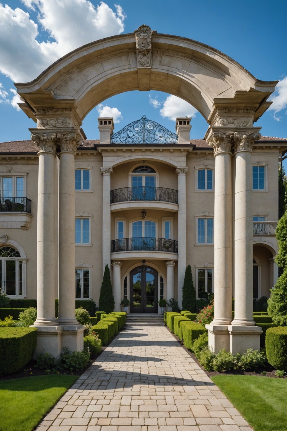 Grand Entrance Pergola with Columns and Archway