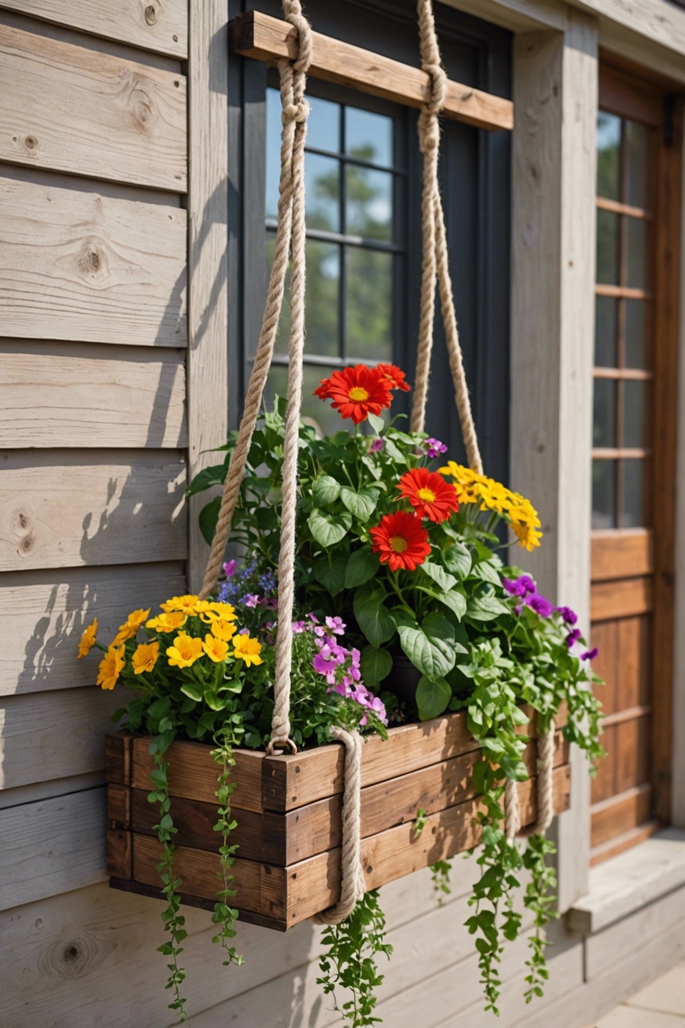 Hanging Planter Box with Rope Handles