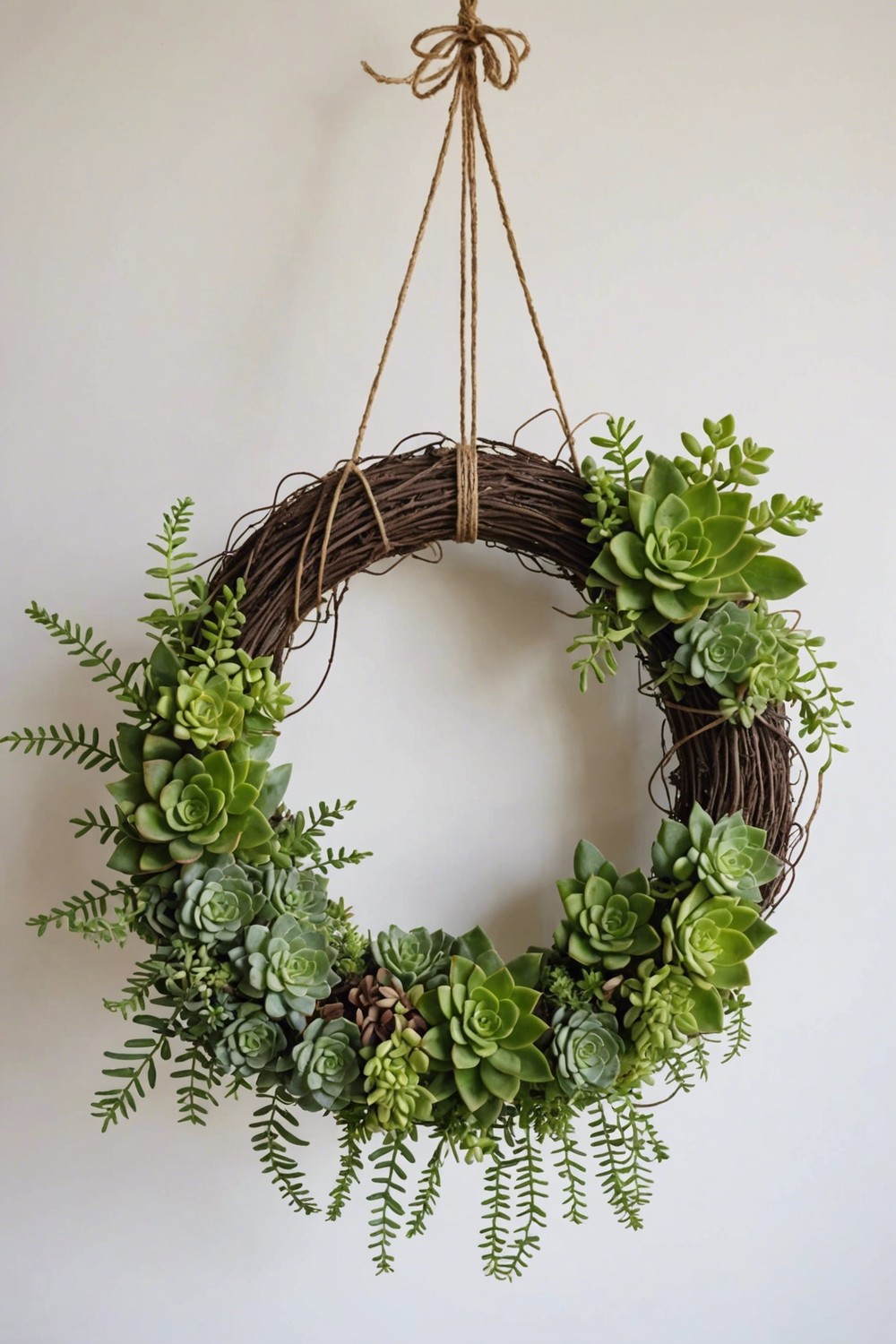 Hanging Succulent Wreath with Sedum
