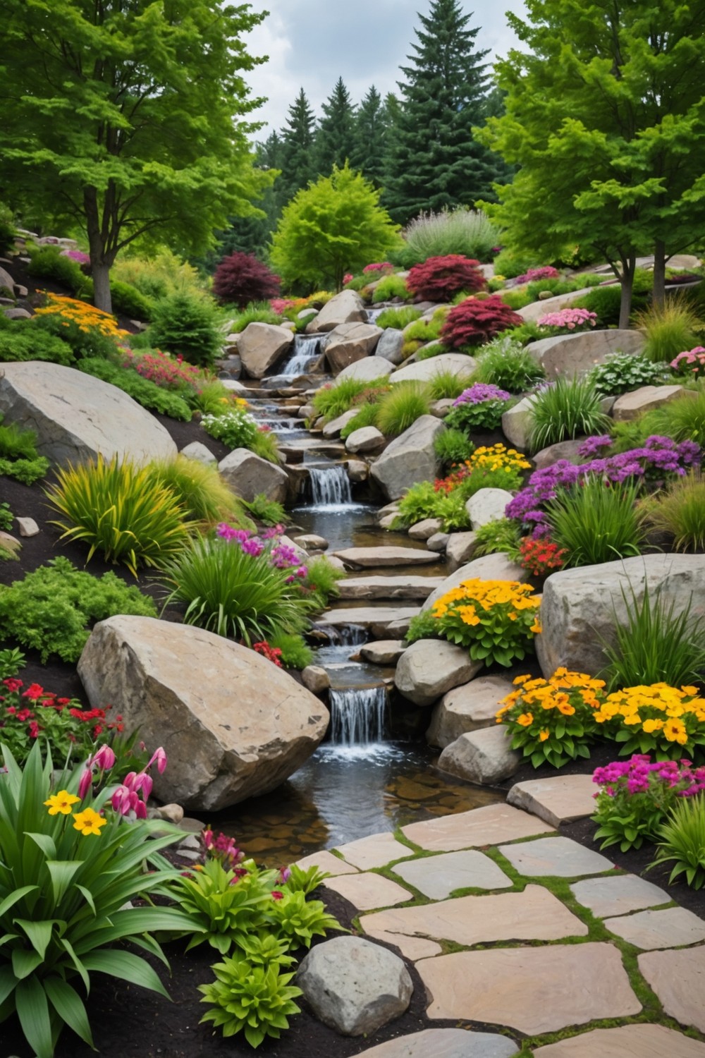 Hillside Landscaping with Focal Points and Accents