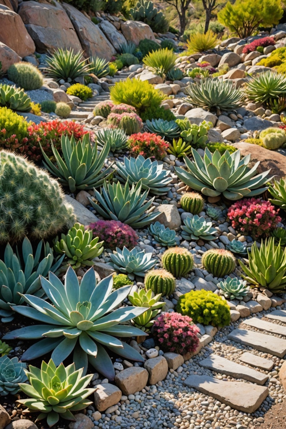 Hillside Landscaping with Succulents and Cacti
