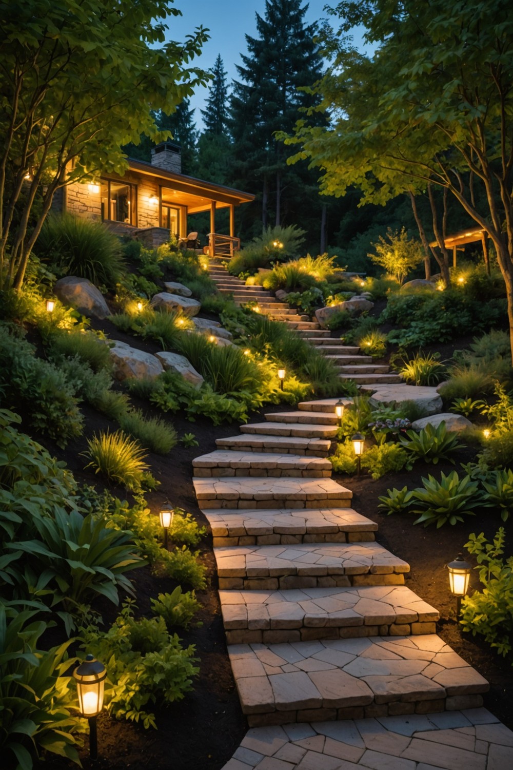 Hillside Lighting for Safety and Ambiance