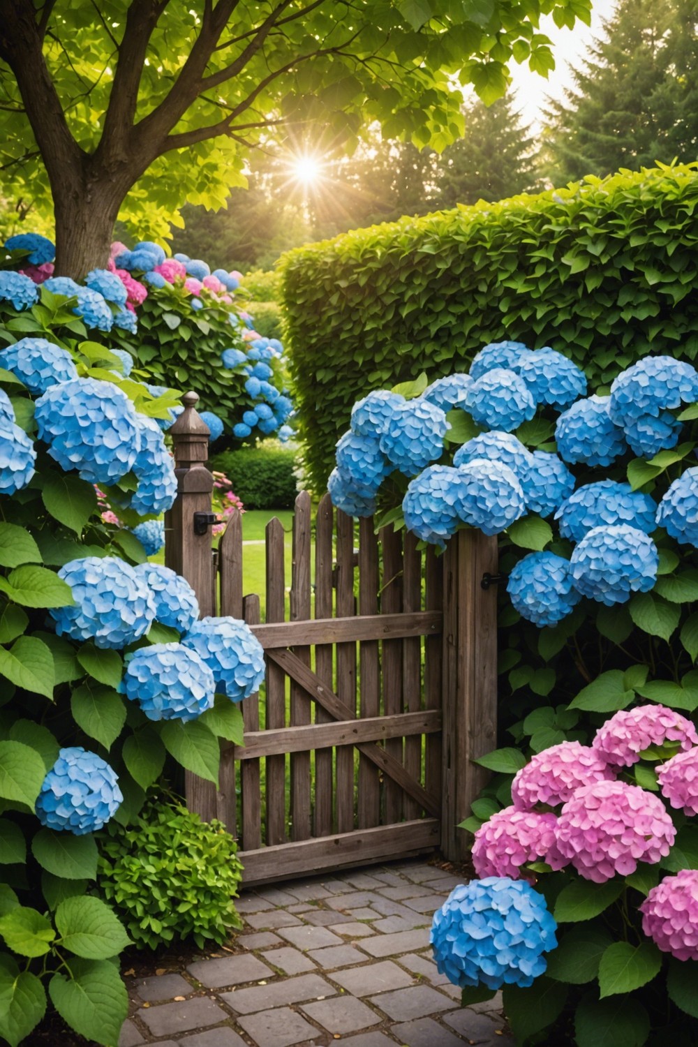 Hydrangea Hedge with a Gate