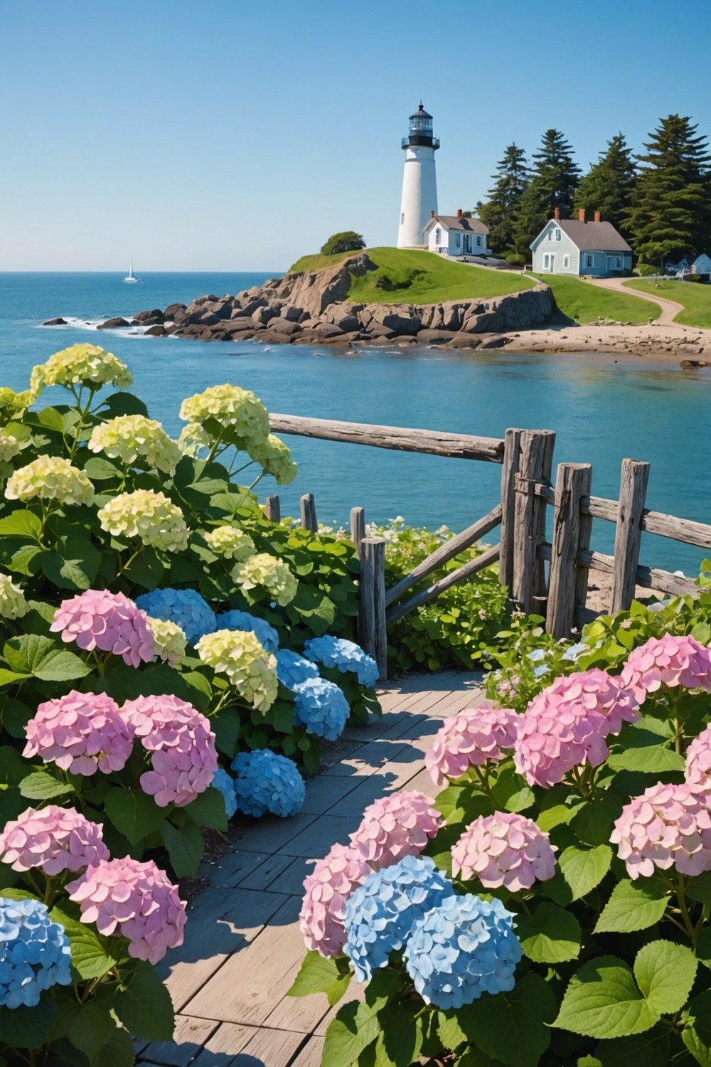 Hydrangeas in a Coastal Landscape