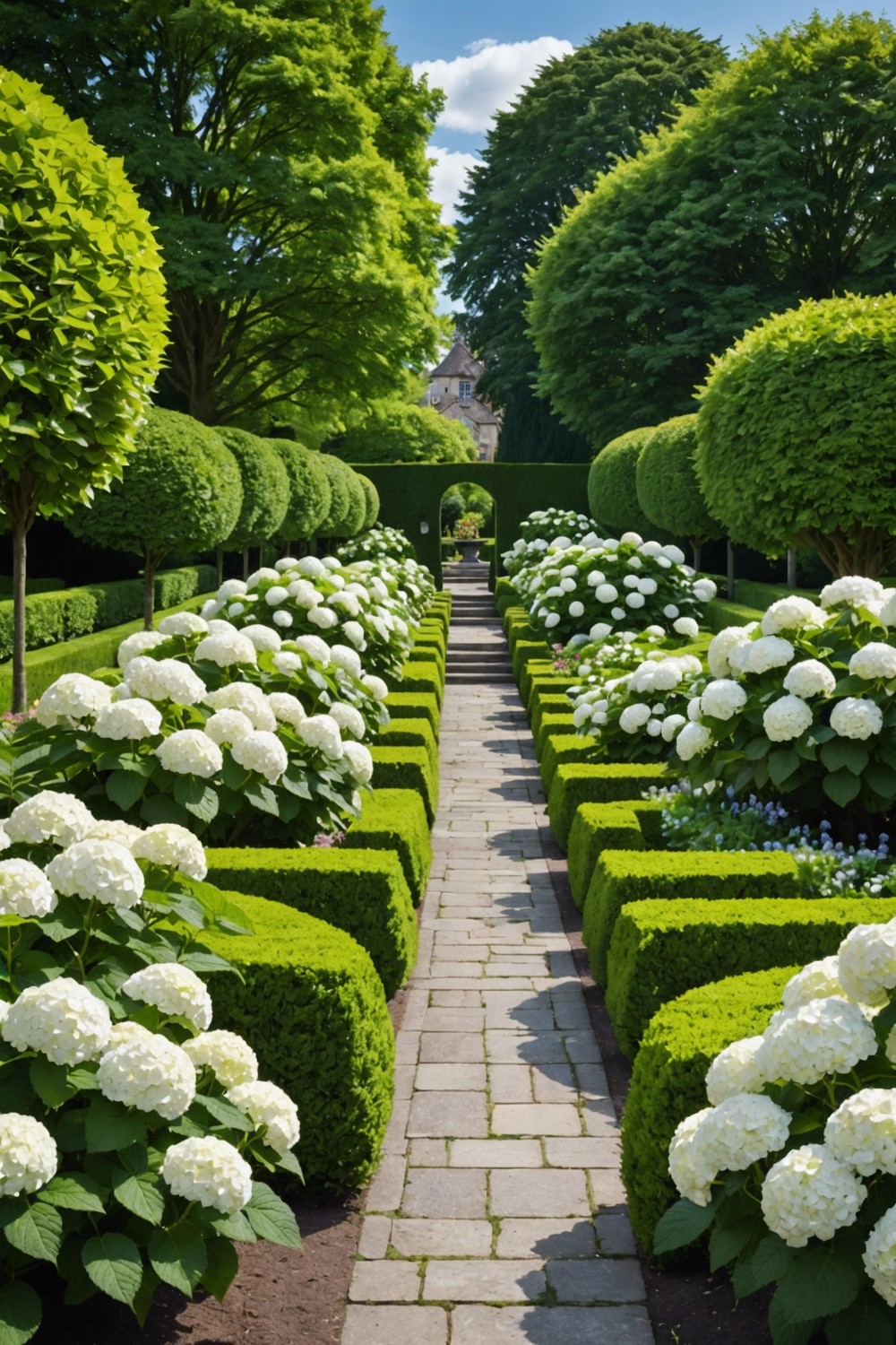 Hydrangeas in a Formal Garden