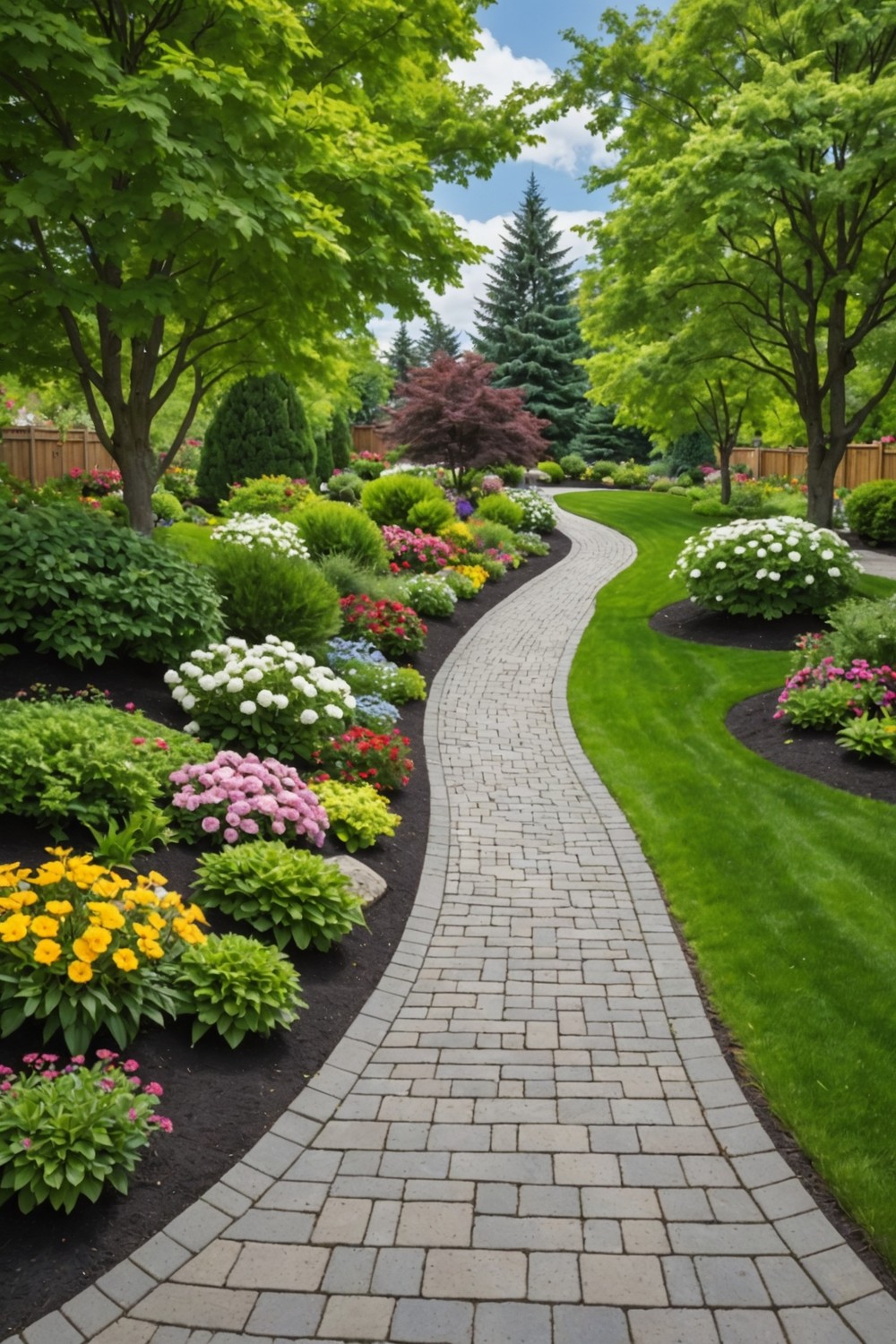Interlocking Paver Retaining Wall with Built-in Planters