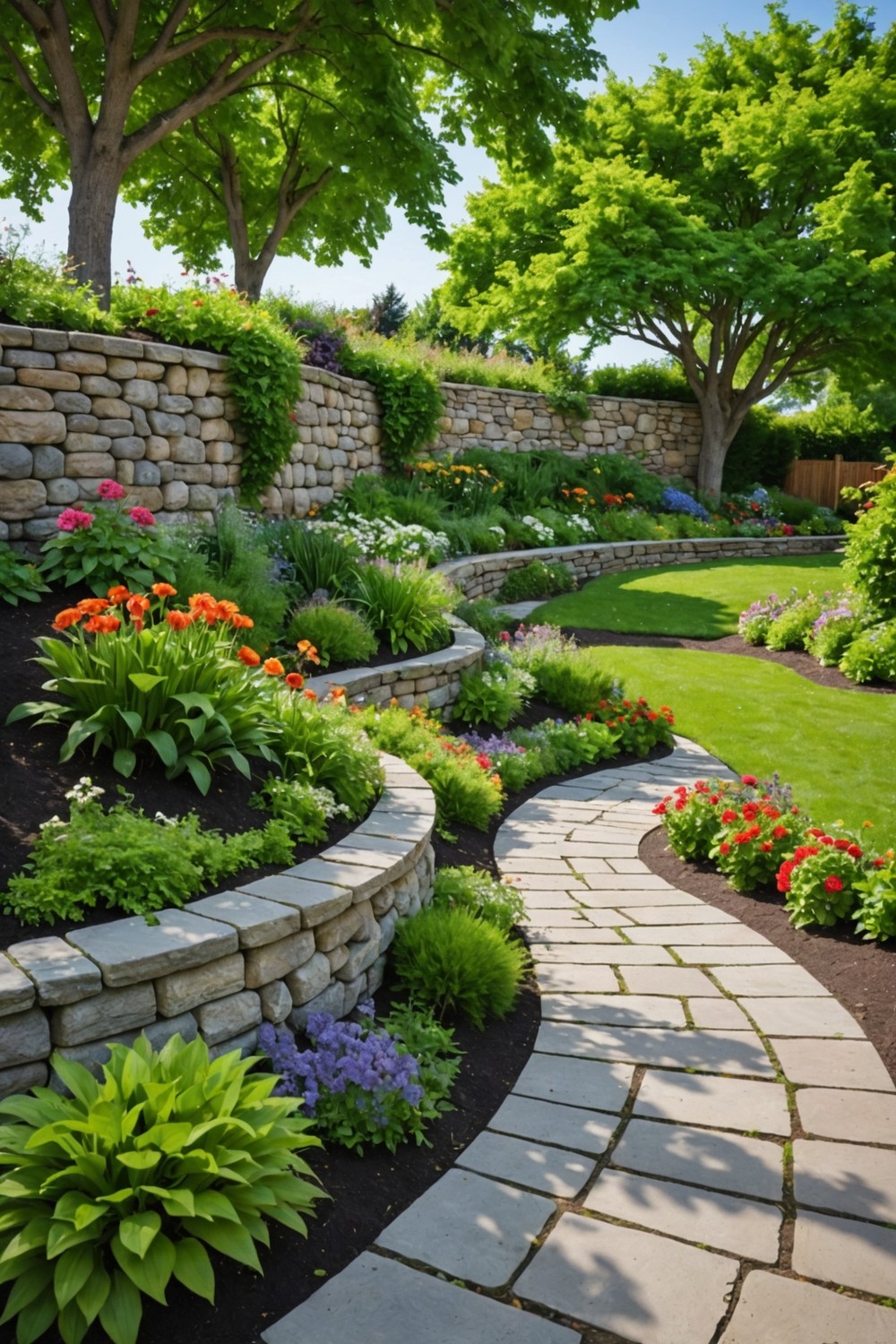 Living Retaining Wall with Vertical Garden