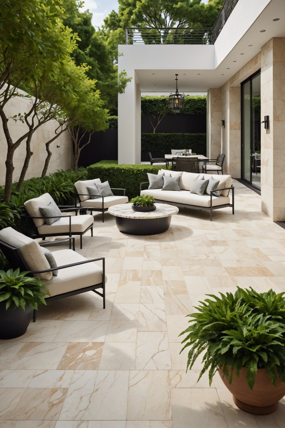 Marble Tiles for a Sophisticated Patio