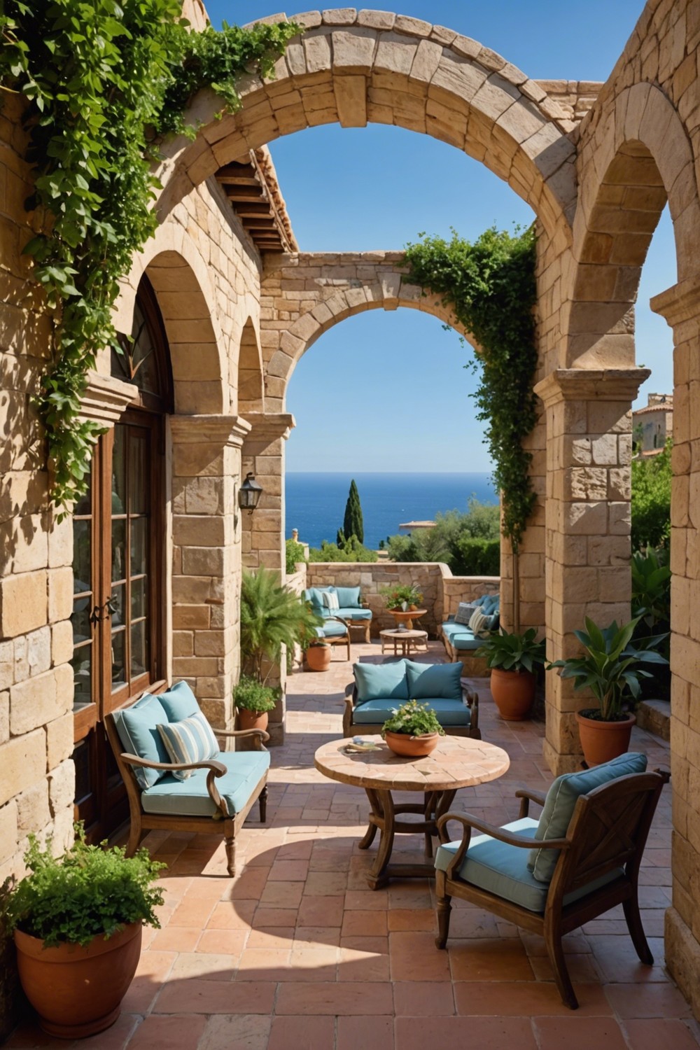 Mediterranean-Inspired Patio with Arches