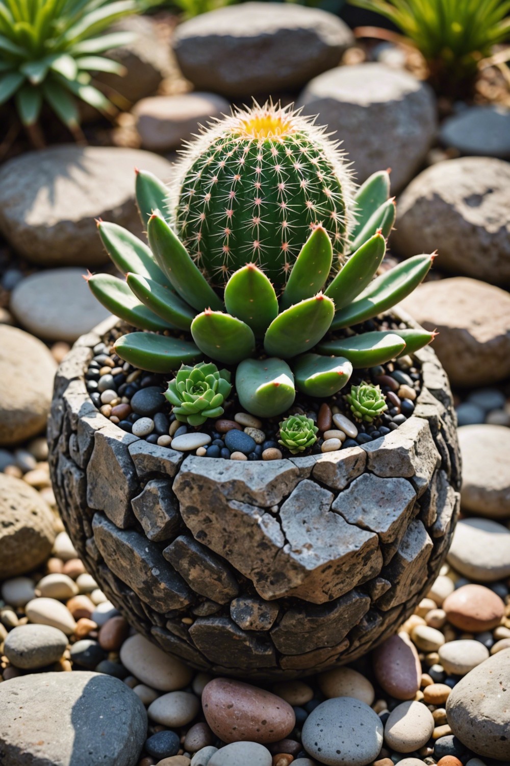 Mini Rock Cacti Planters