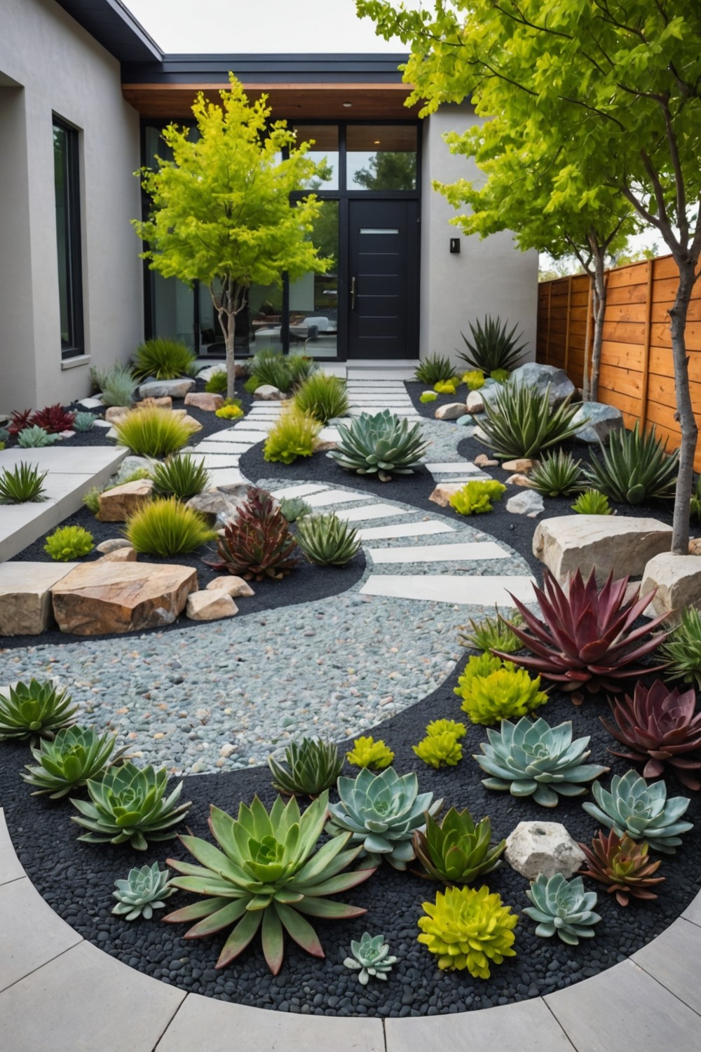Modern Front Yard Landscaping with a Zero-Curb Appeal