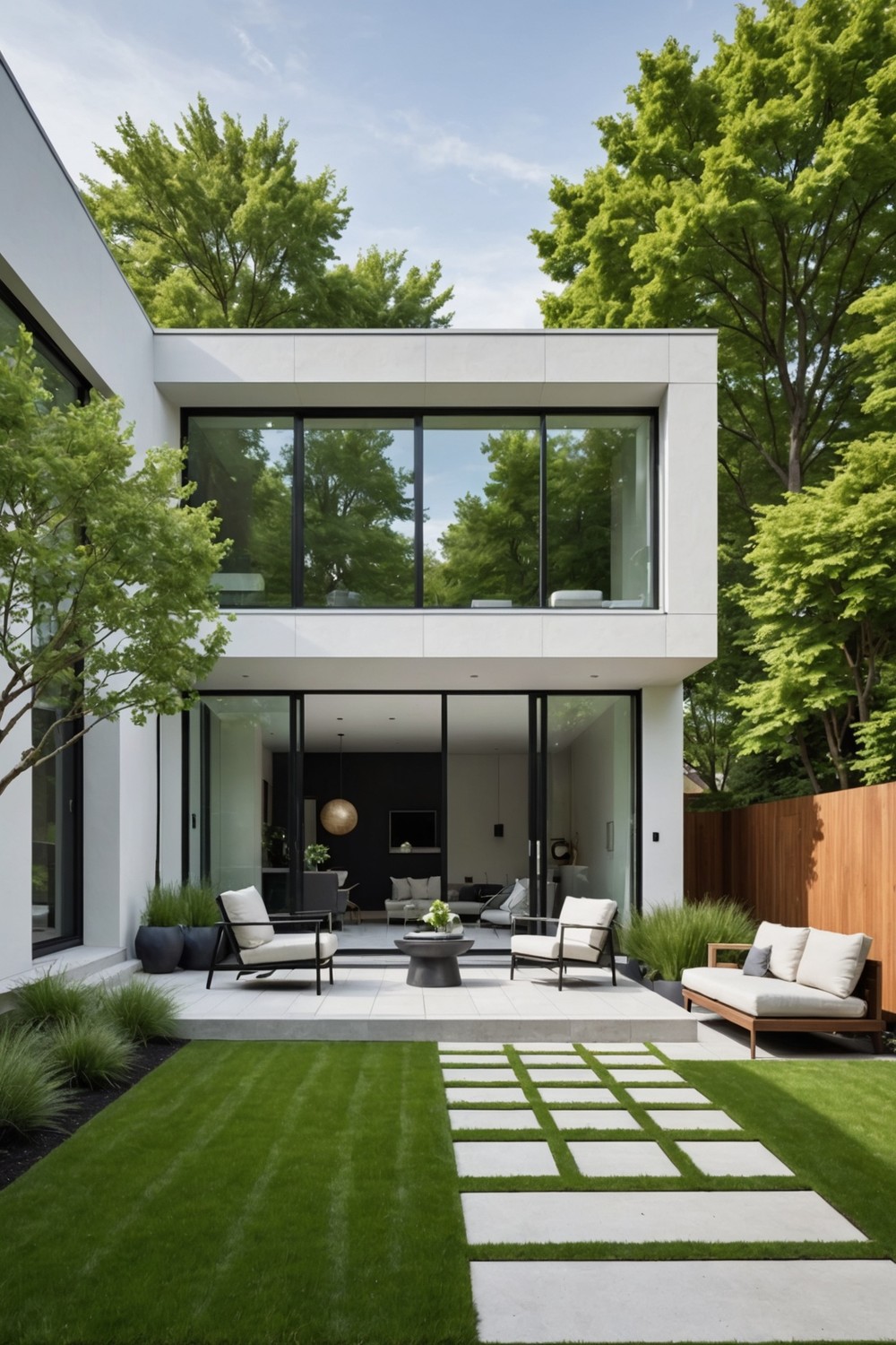 Modern Front Yard Landscaping with Clean Lines and Minimal Ornamentation