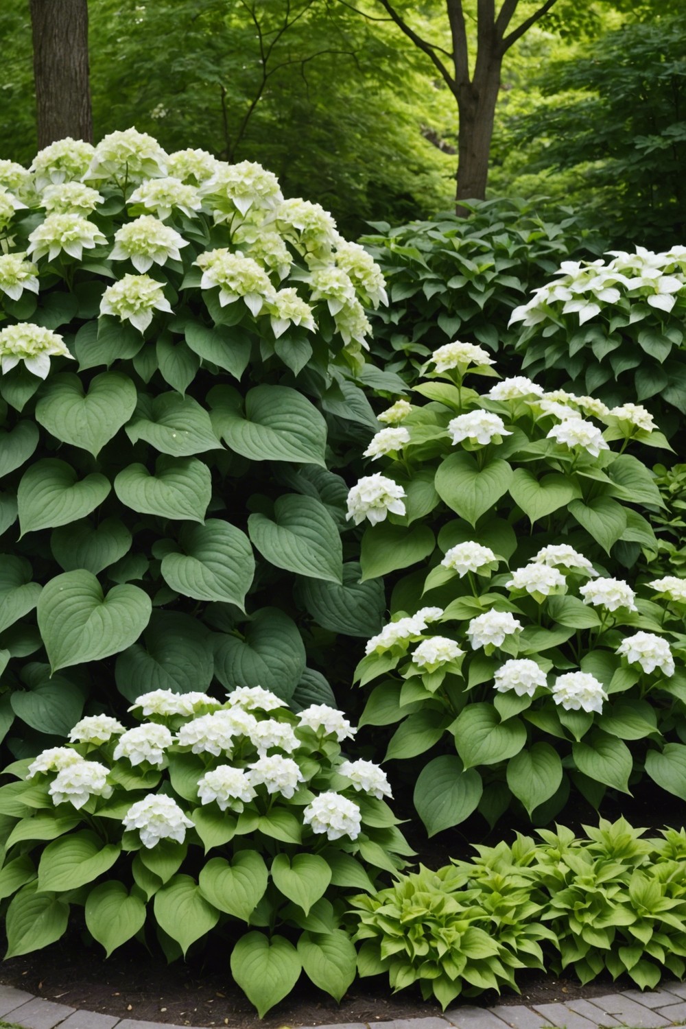 Nature-Inspired with White Hydrangeas and Variegated Hostas