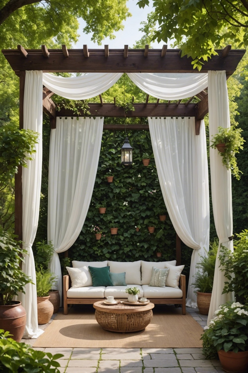 Open-Air Pergola with Curtains