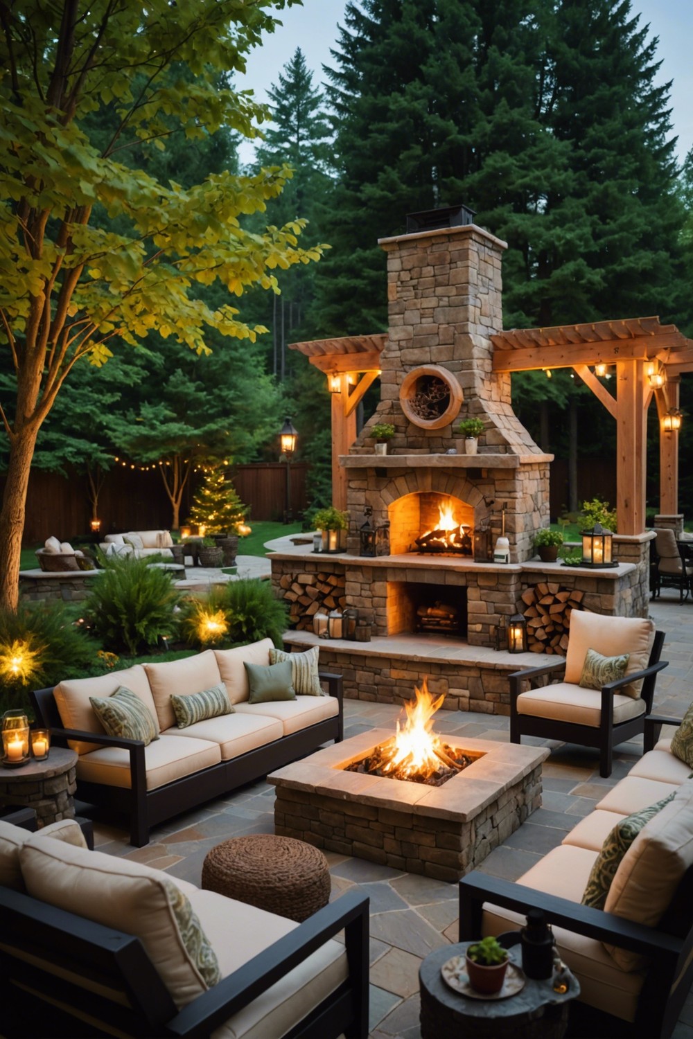 Outdoor Great Room with Oversized Fireplace