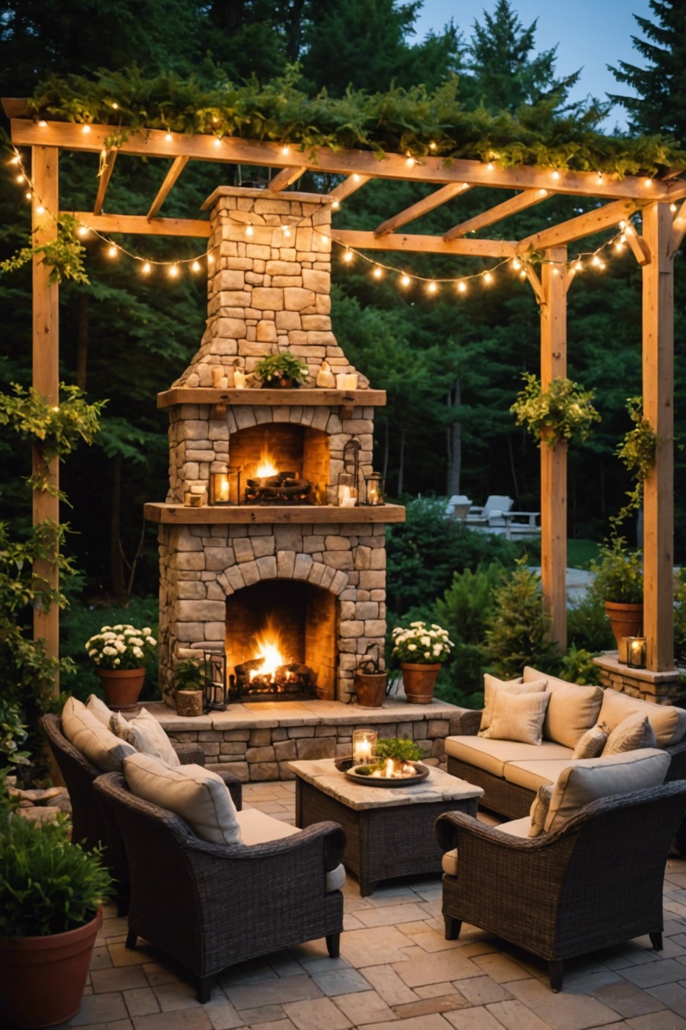 Outdoor Living Room with Fireplace