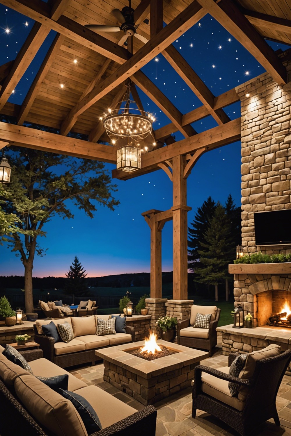 Outdoor Room with Fireplace and TVs