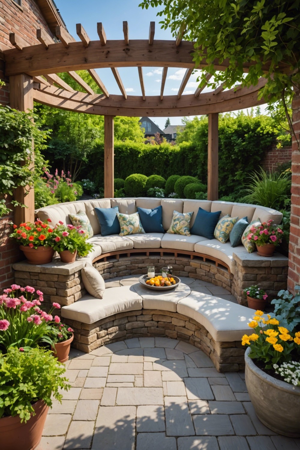 Patio with Built-In Bench Seating
