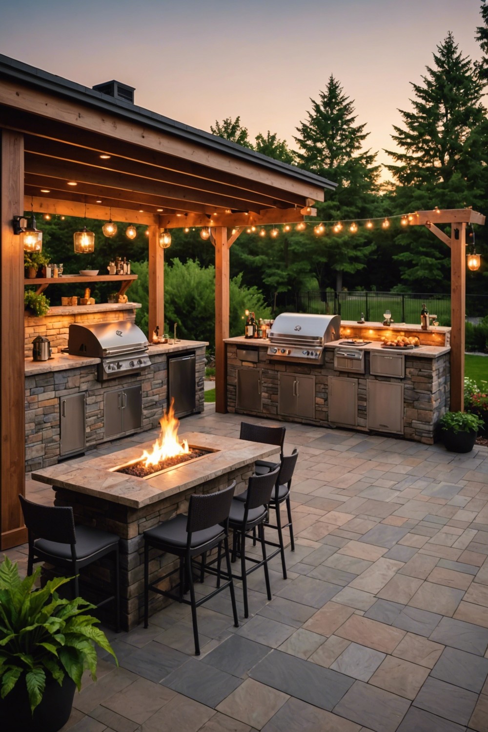 Patio with Outdoor Kitchen and Bar