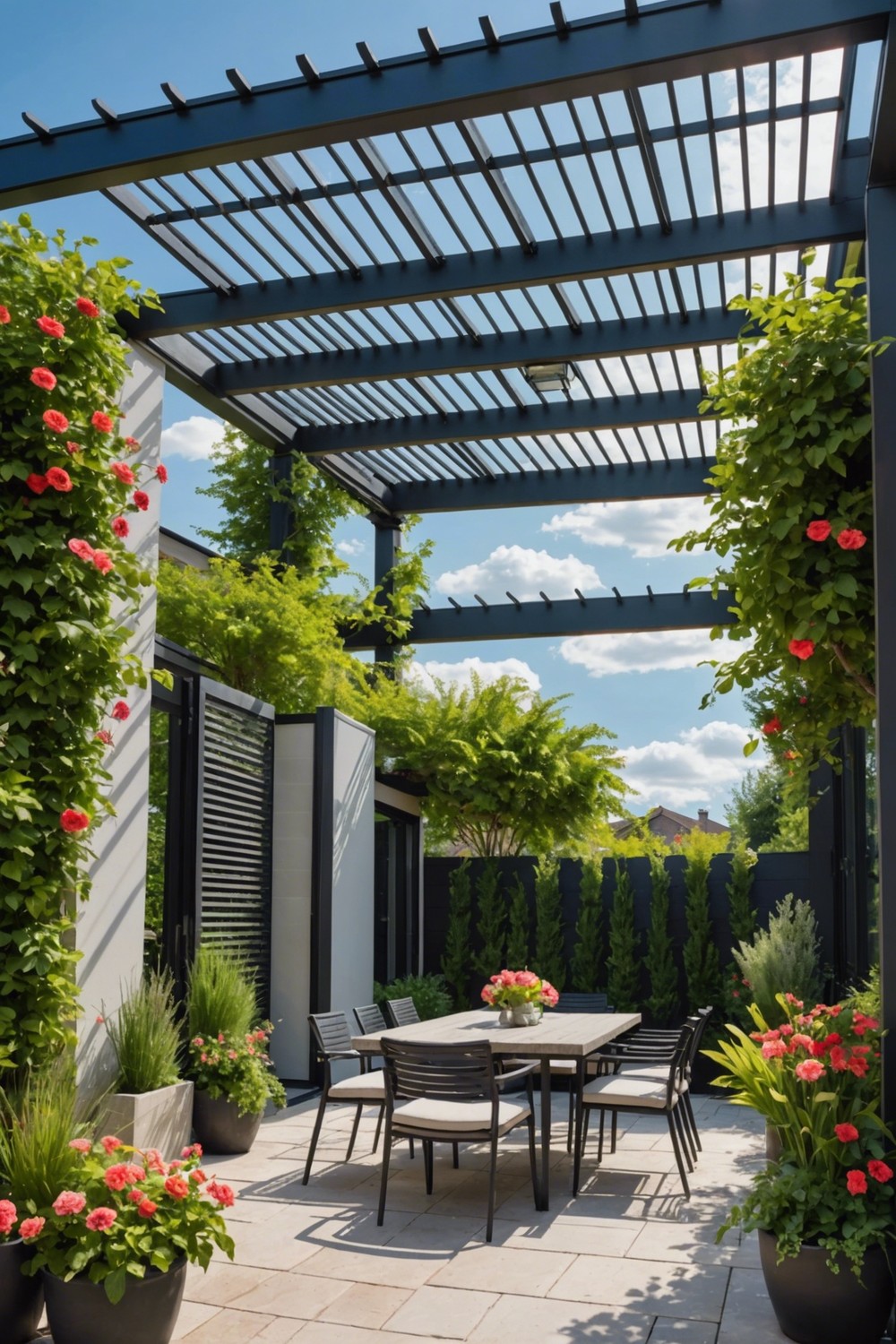 Pergola with Adjustable Louvered Roof
