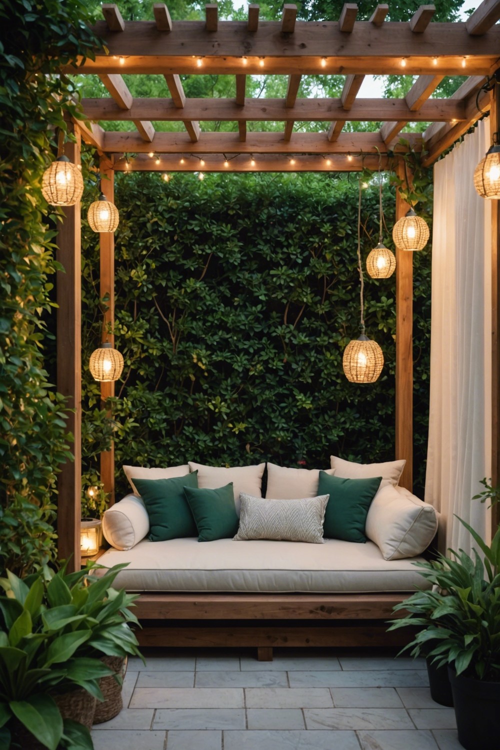 Pergola with Built-in Daybed for Relaxation