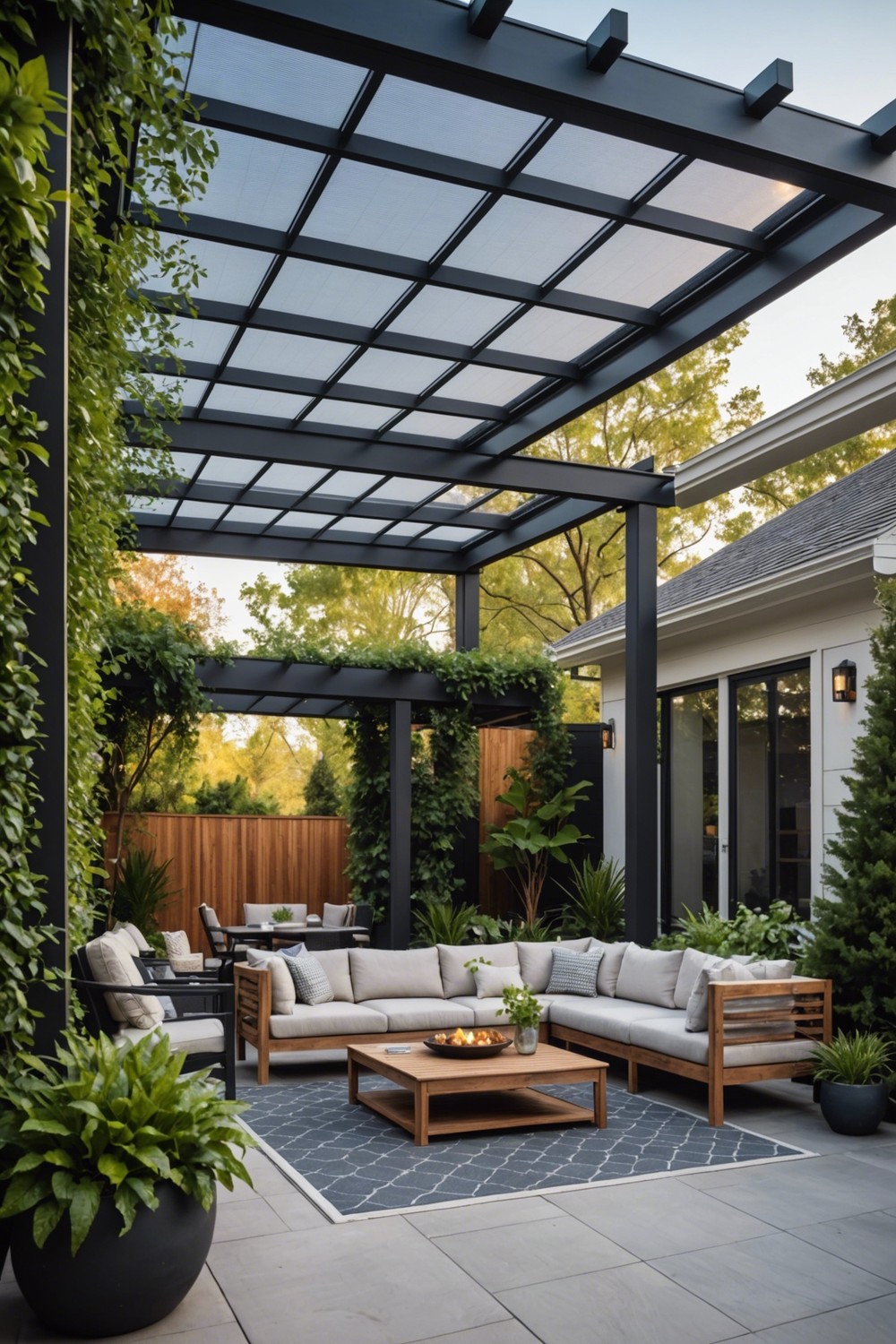 Pergola with Solar Screens for Energy Efficiency
