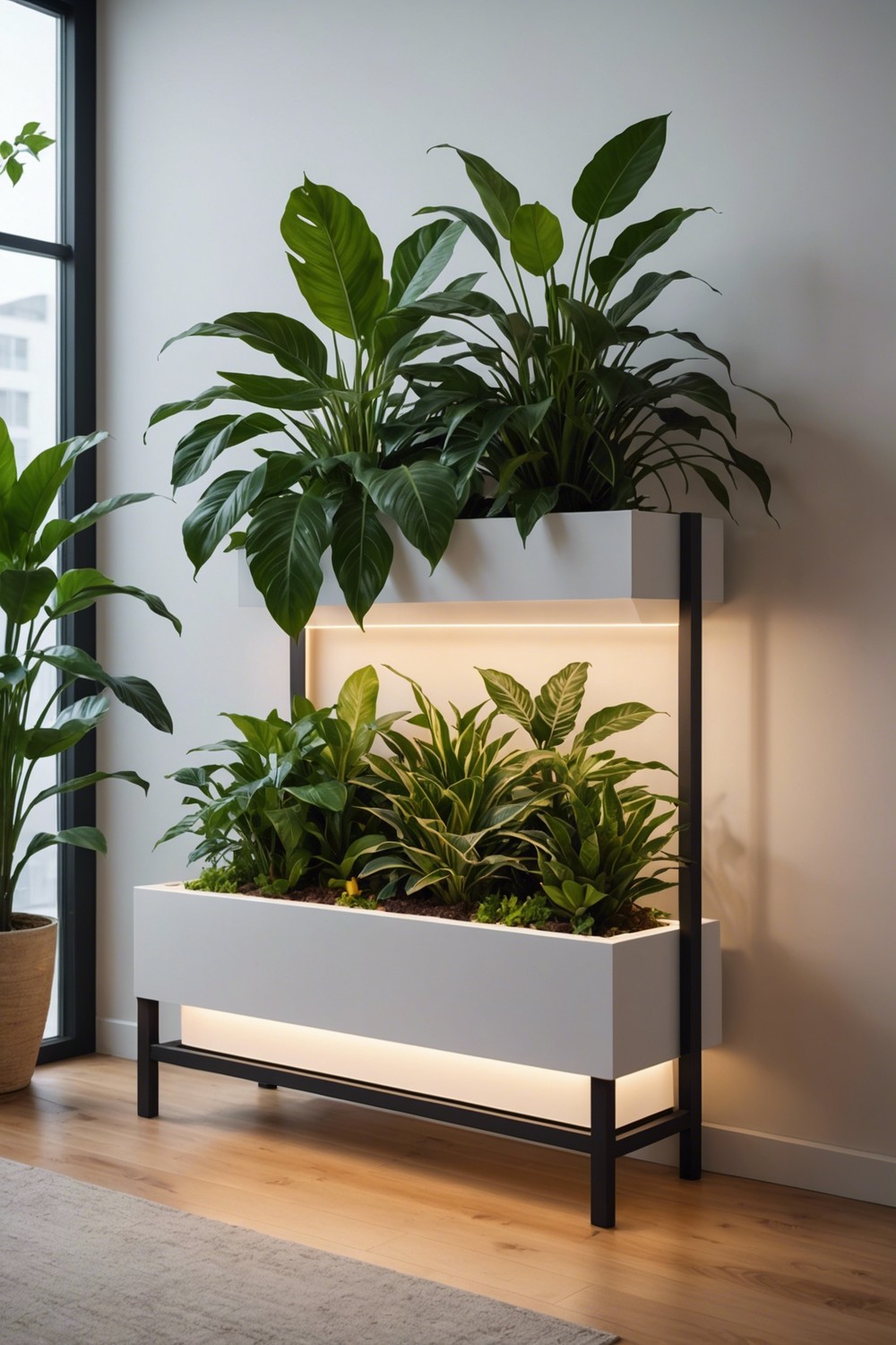 Planter Box with LED Lighting for Indoor Plants