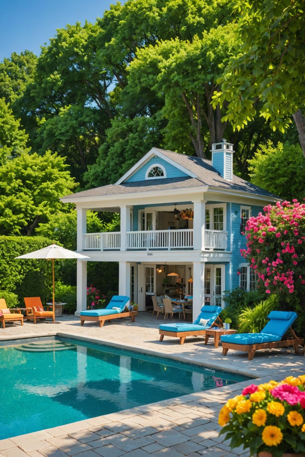 Pool House with Shade