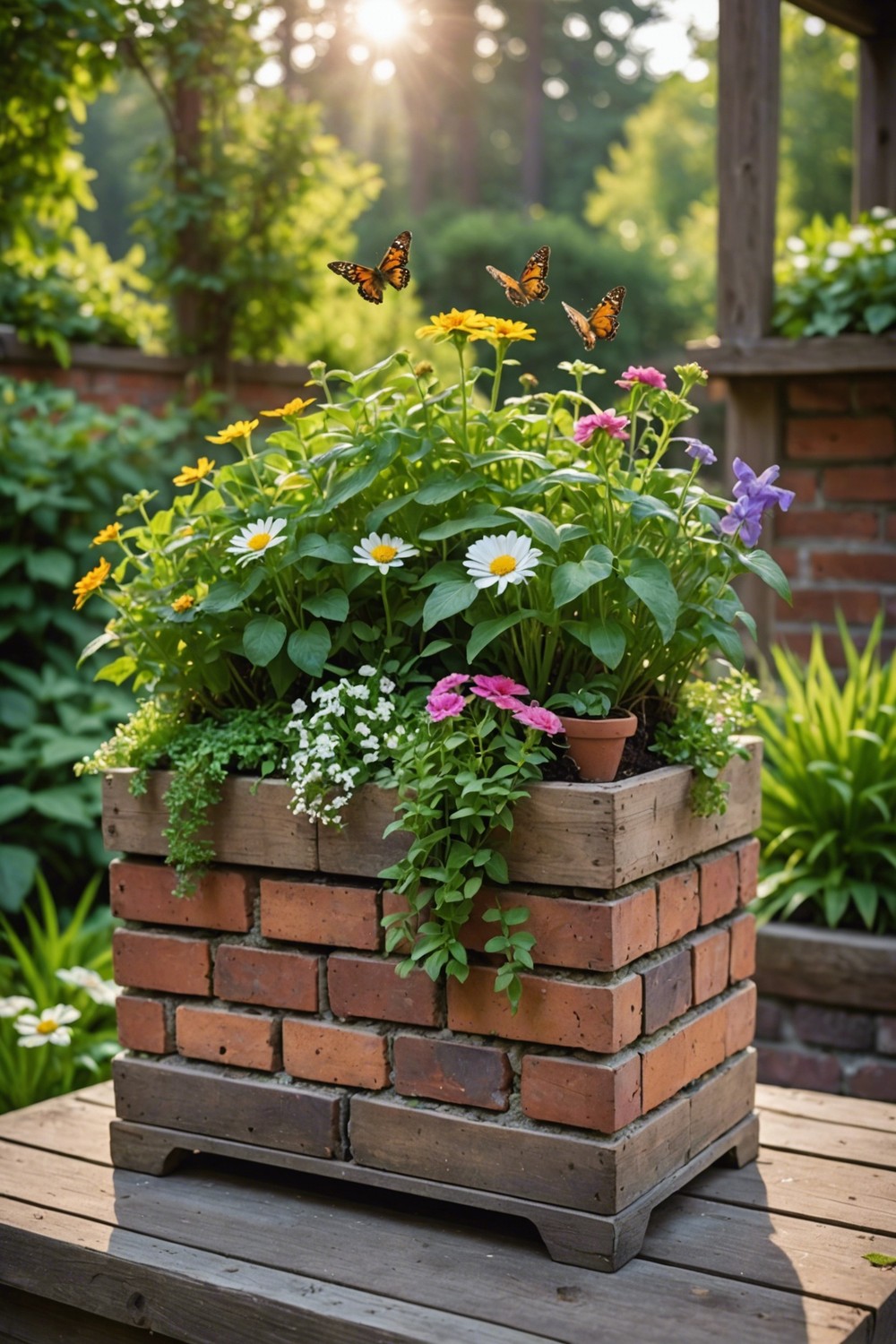 Recycled Brick Planter Box with Green Roof
