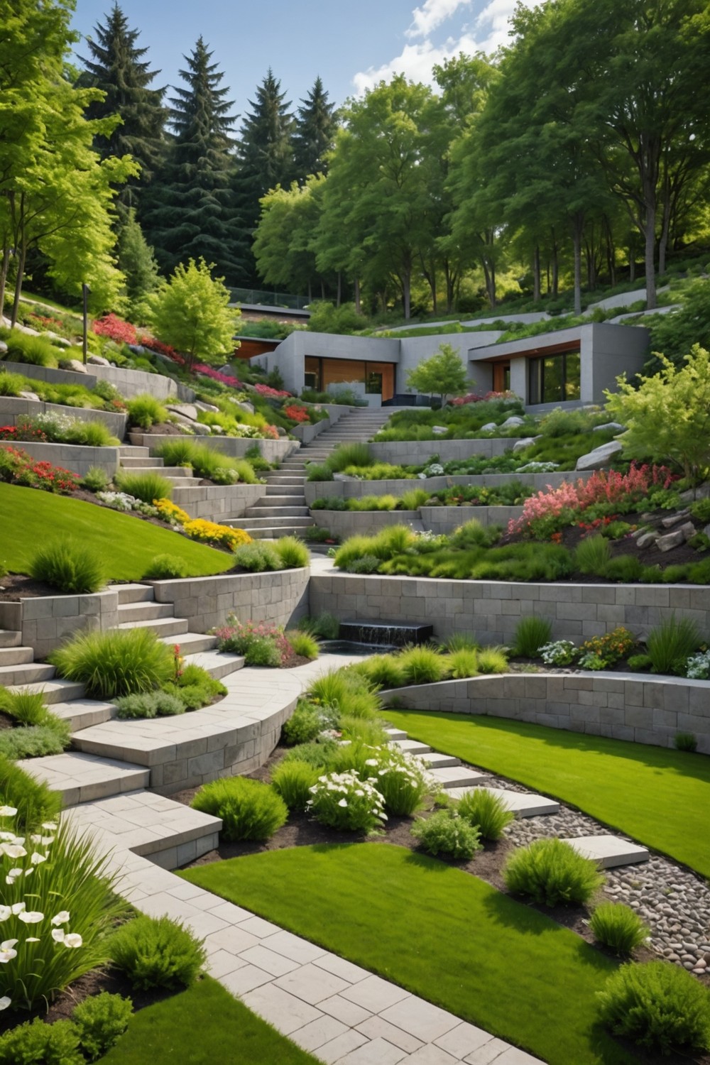 Reinforced Soil Retaining Wall with Green Roof