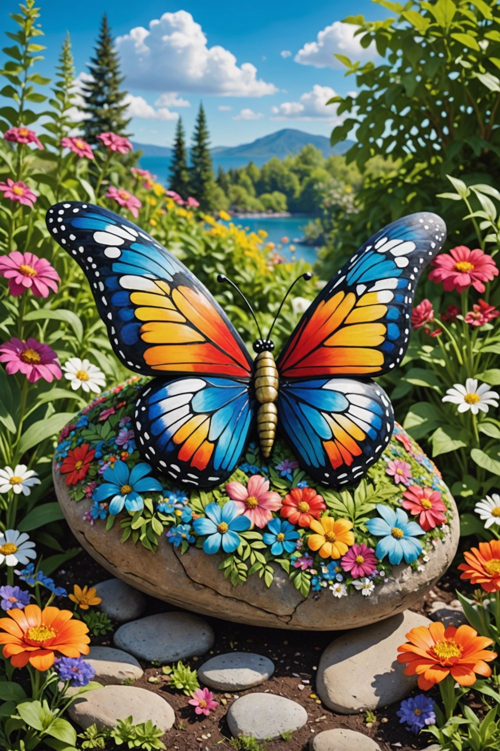 Rock Butterfly Garden Decor