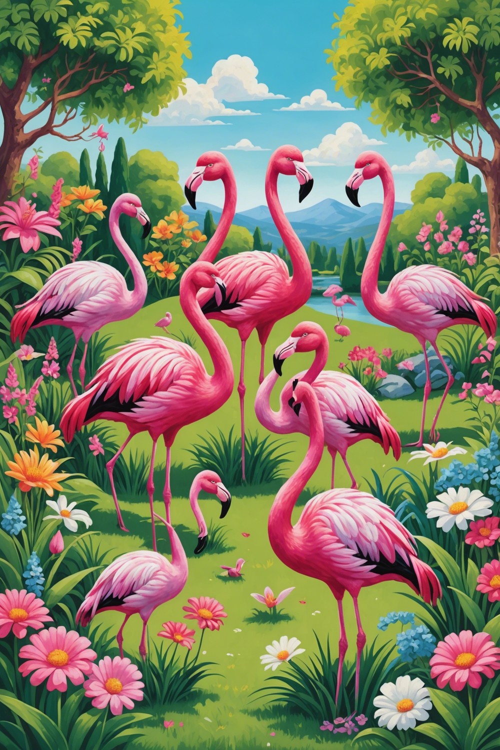Rock Flamingos for Whimsical Gardens