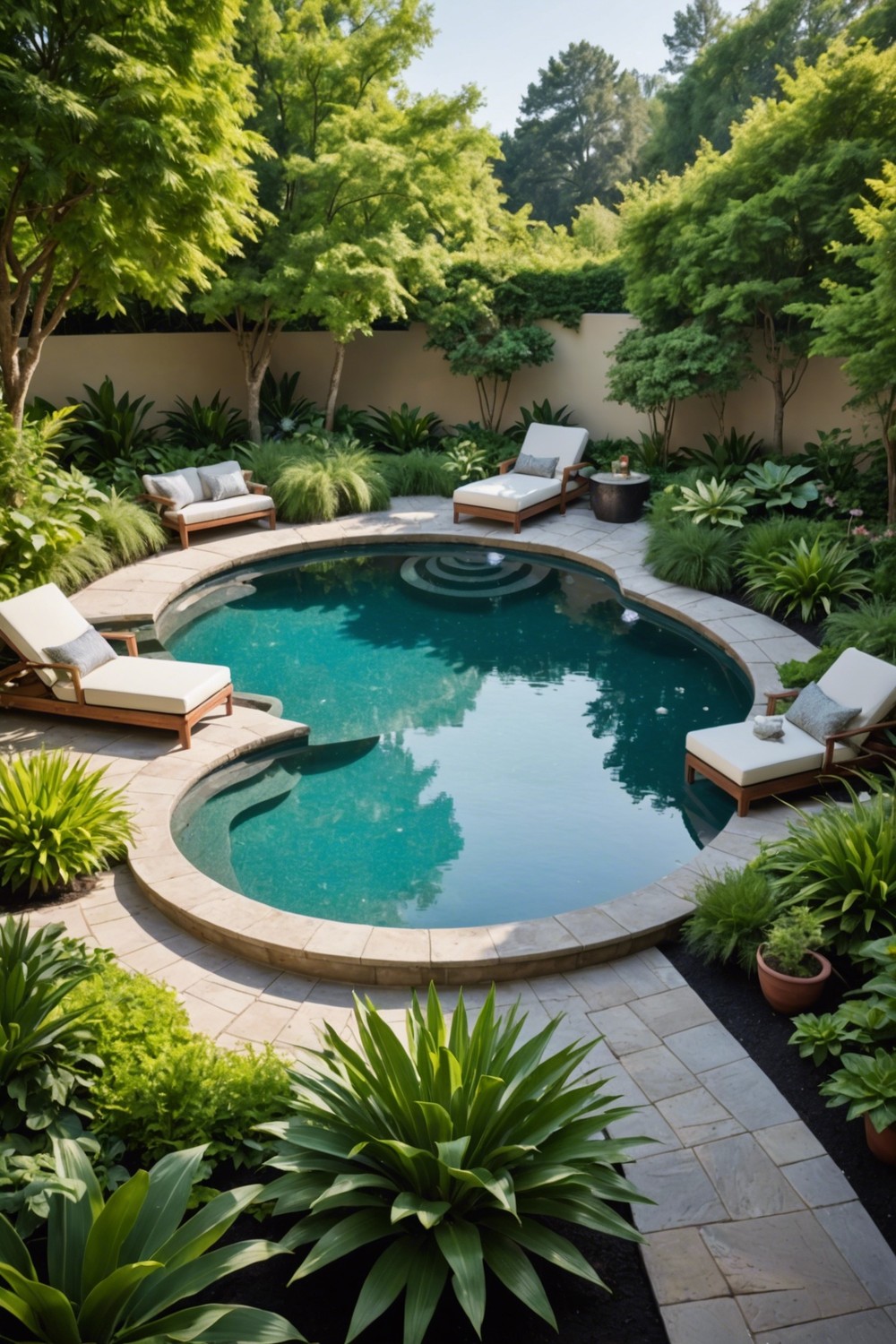 Round Pool with Lounge Seating