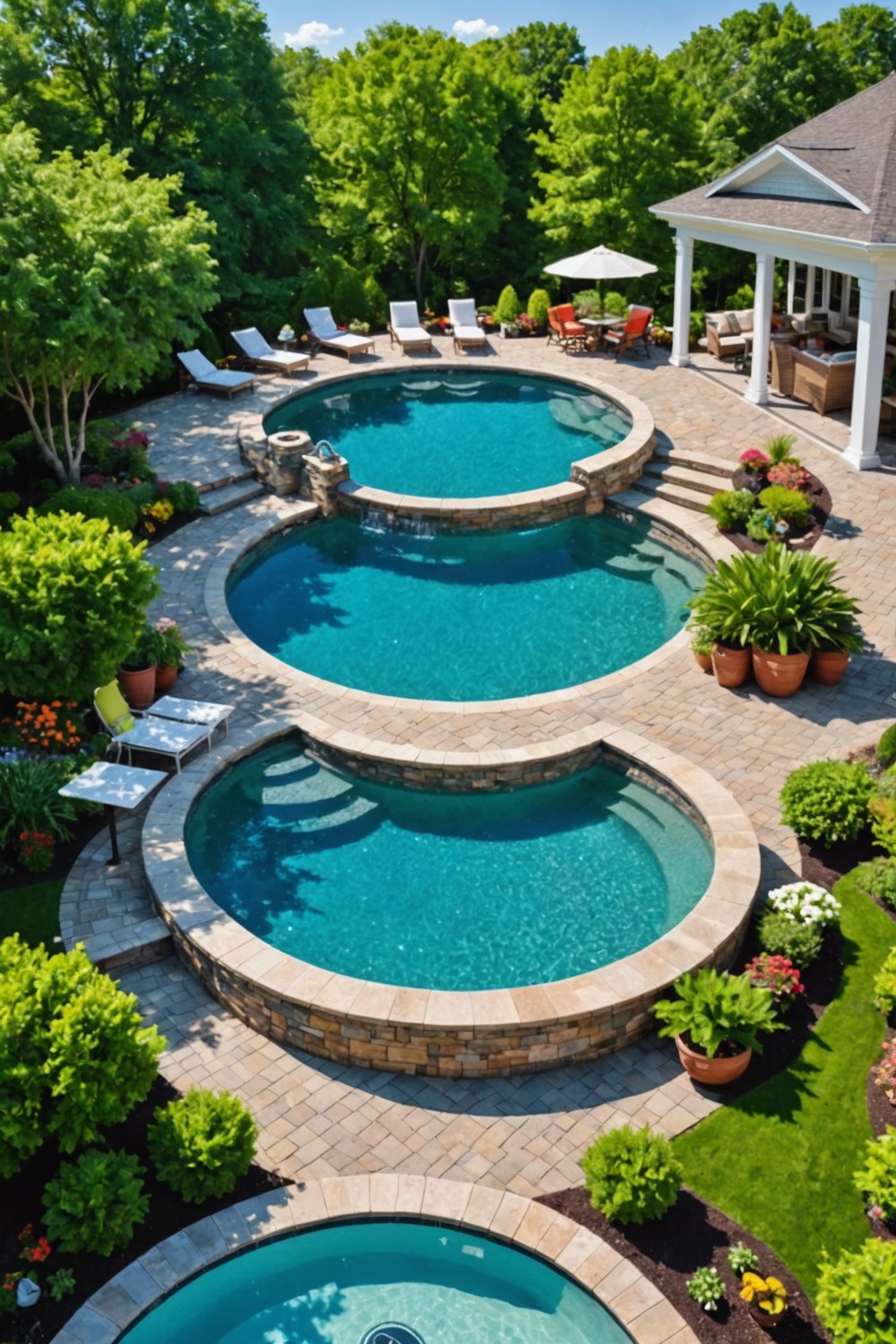 Round Pool with Outdoor Bar