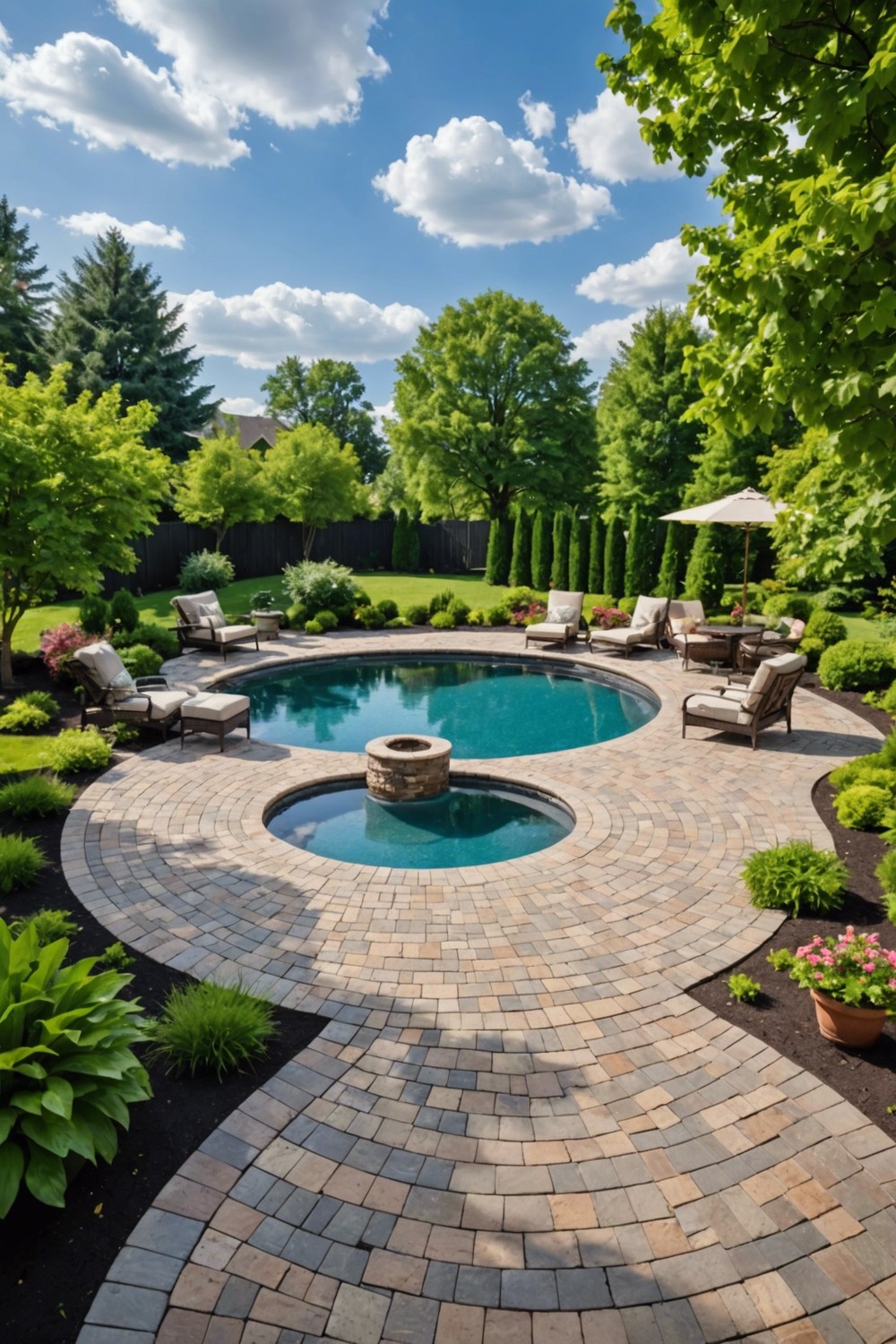Round Pool with Paver Deck