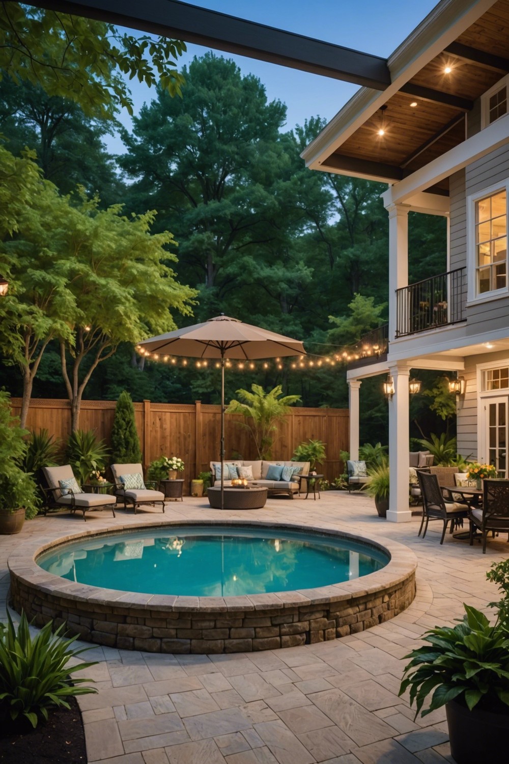 Round Pool with Screened-in Porch