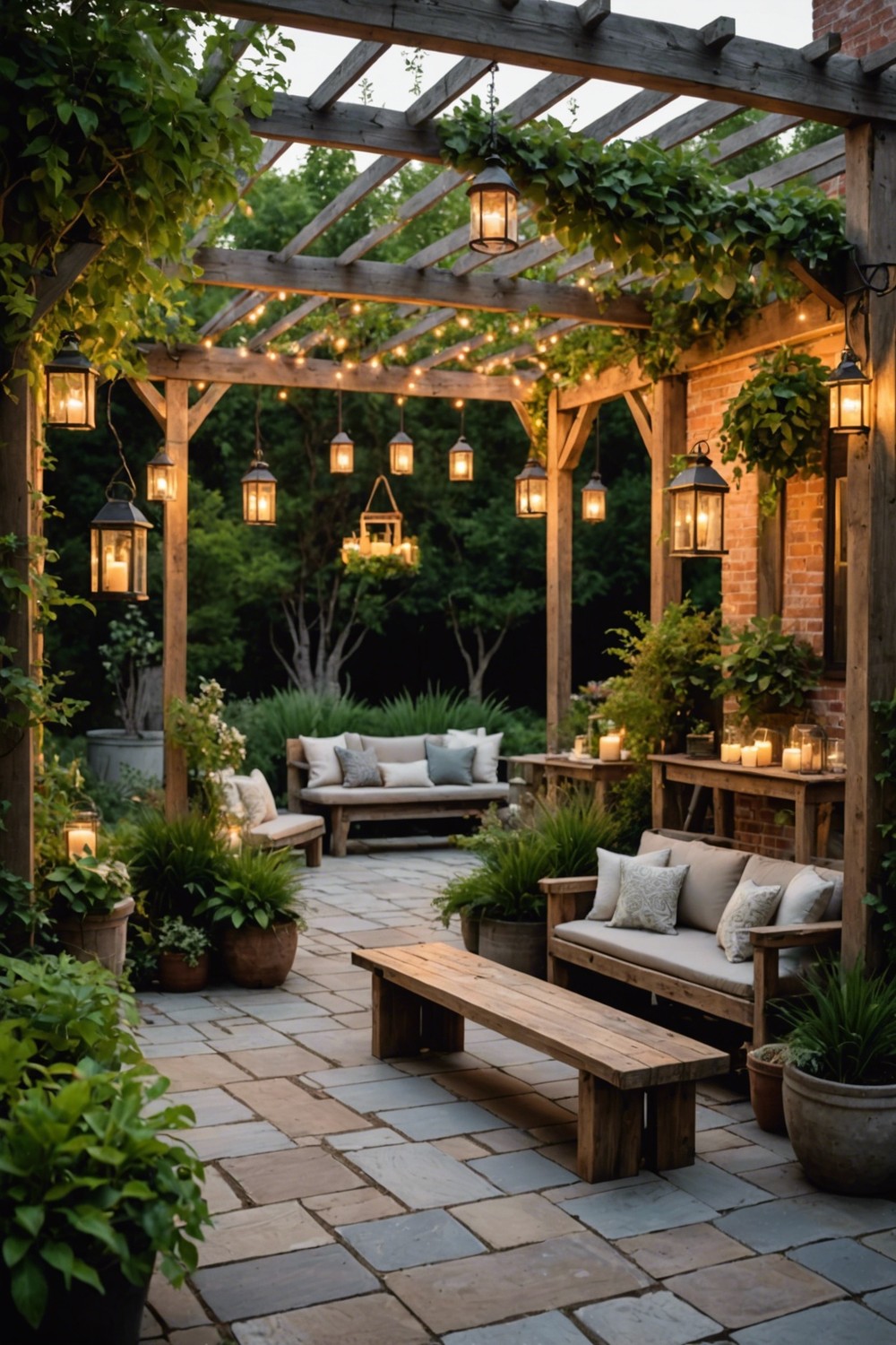Rustic Patio with Wooden Accents