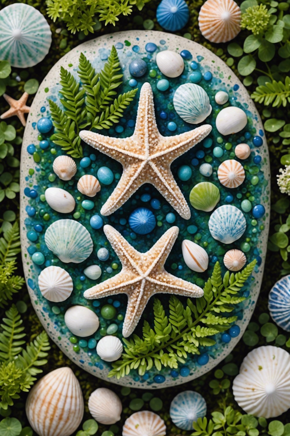 Sea-Inspired Rock Art with Shells