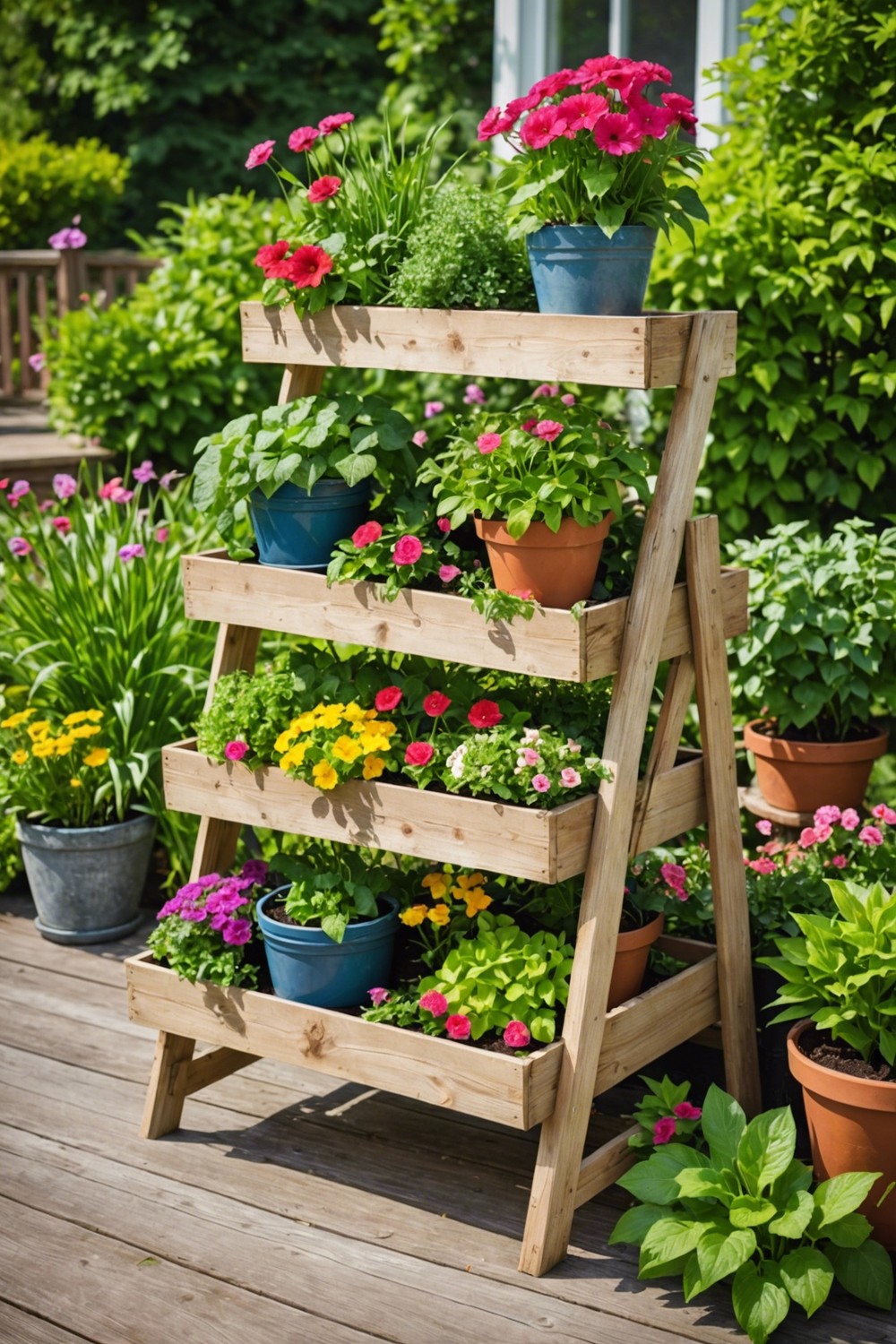 Tiered Planter Box with Wooden Legs