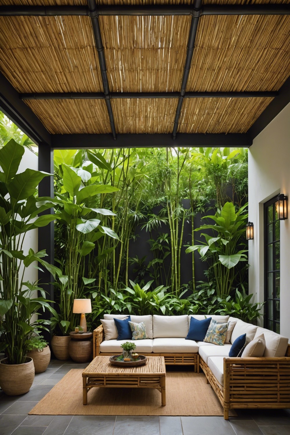 Tropical Oasis with Bamboo Ceiling