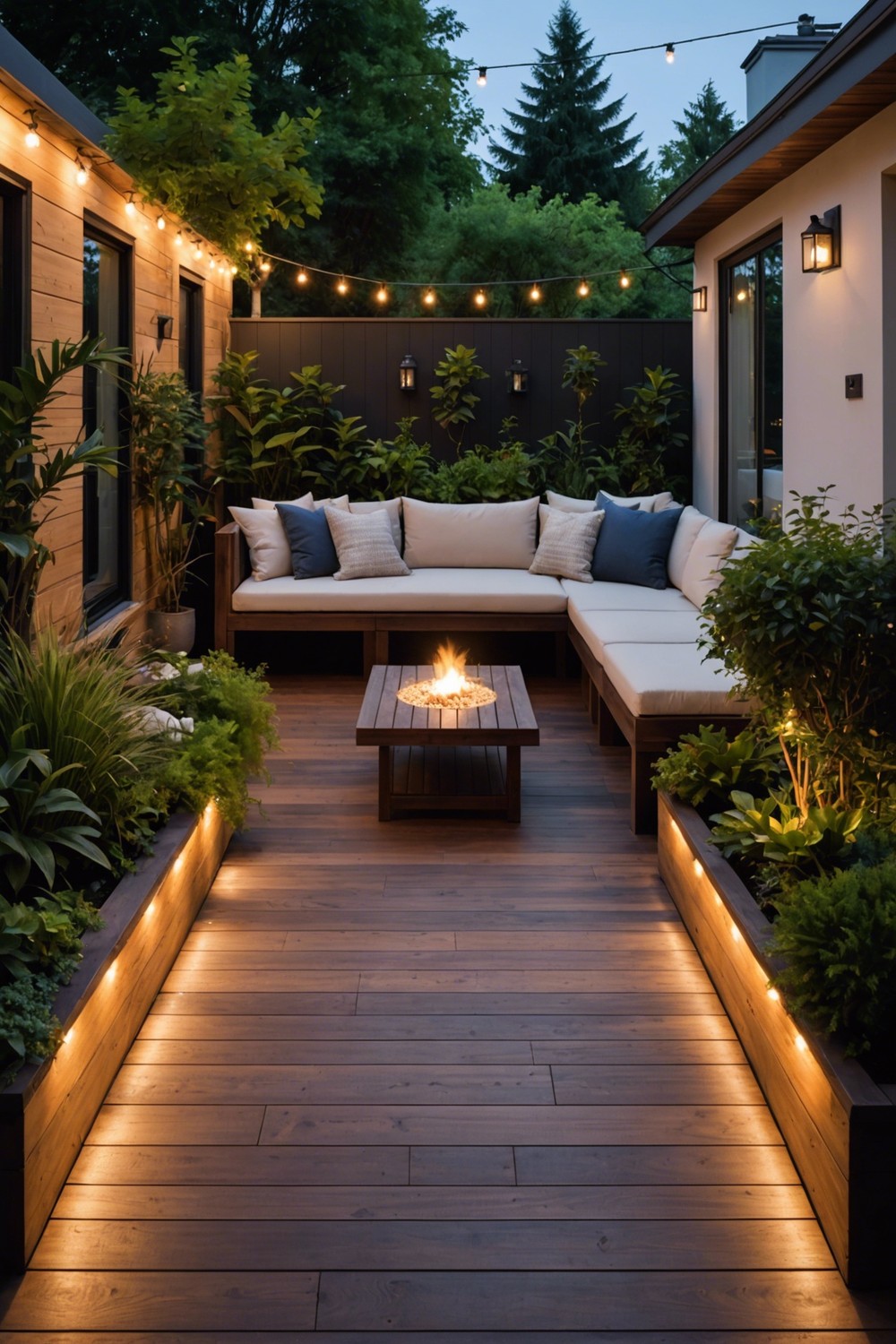 Wooden Decking with Built-in Lighting